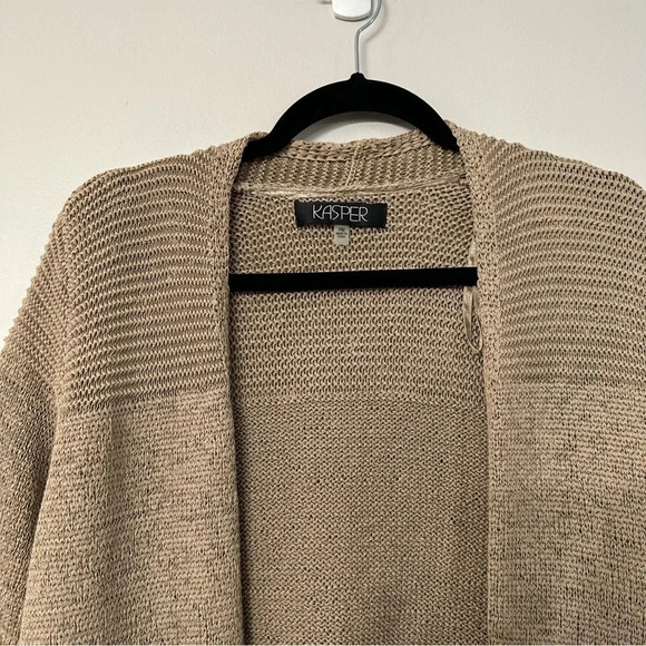 Kasper Women's Brown Knit Cardigan Sweater Size PM GUC - Picture 5 of 8